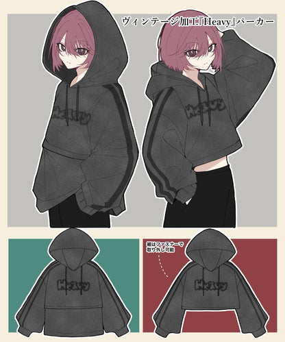 NOIZU×UZNo｜『Heavyパーカー』ヴィンテージ加工オーバーサイズユニセックスパーカー