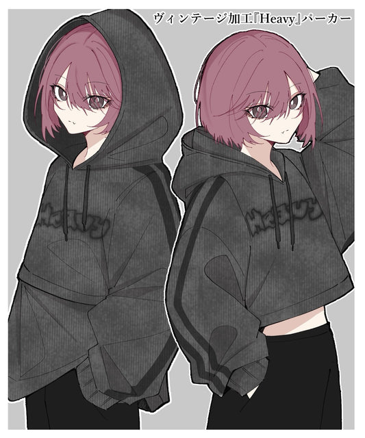 NOIZU×UZNo｜『Heavyパーカー』ヴィンテージ加工オーバーサイズユニセックスパーカー